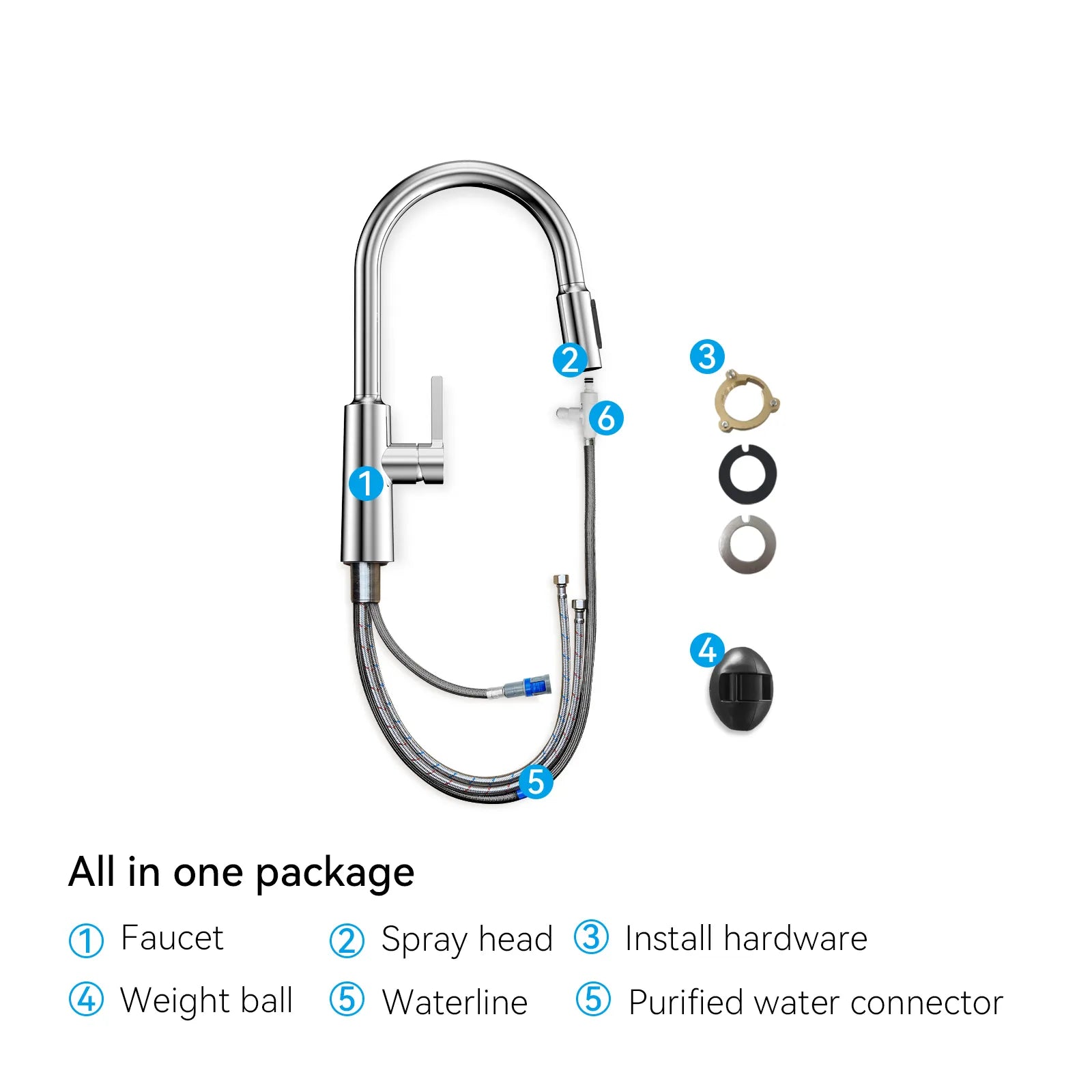 Solid Brass Pull-Down Kitchen Faucet – 4-Function Spray Head – KFB1510