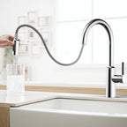 Solid Brass Pull-Down Kitchen Faucet – 4-Function Spray Head – KFB1510