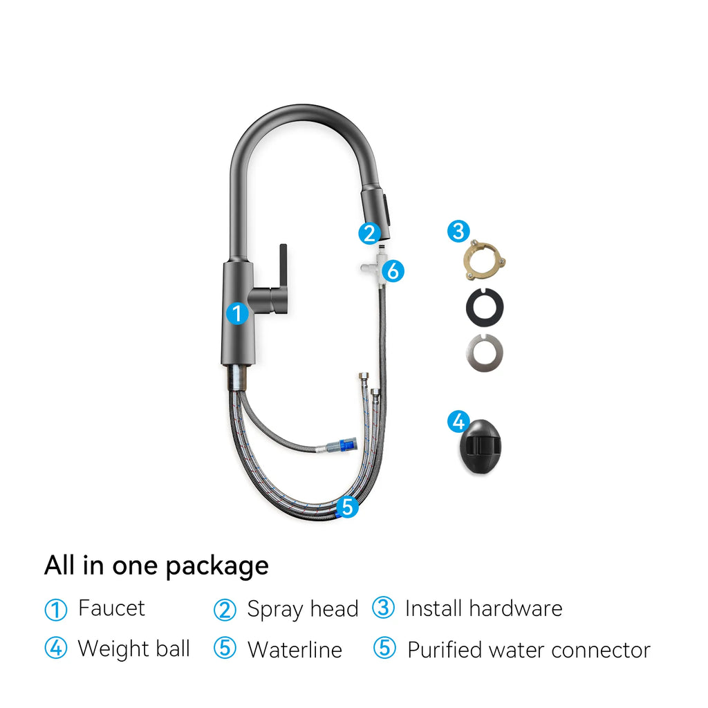 Solid Brass Pull-Down Kitchen Faucet – 4-Function Spray Head – KFB1510