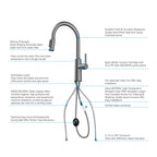 Solid Brass Pull-Down Kitchen Faucet – 4-Function Spray Head – KFB1510