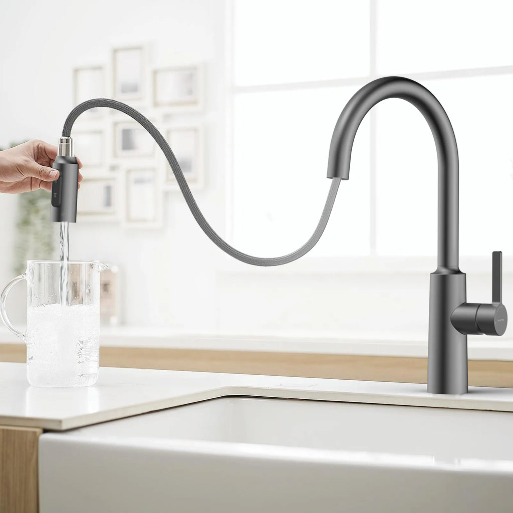 Solid Brass Pull-Down Kitchen Faucet – 4-Function Spray Head – KFB1510