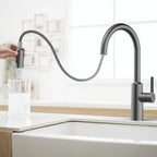 Solid Brass Pull-Down Kitchen Faucet – 4-Function Spray Head – KFB1510