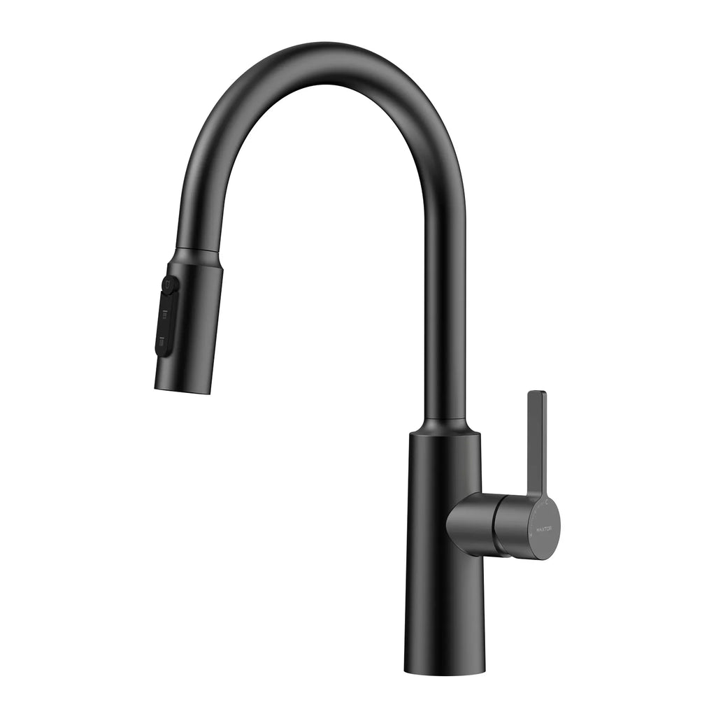 Solid Brass Pull-Down Kitchen Faucet – 4-Function Spray Head – KFB1510 Matte Black