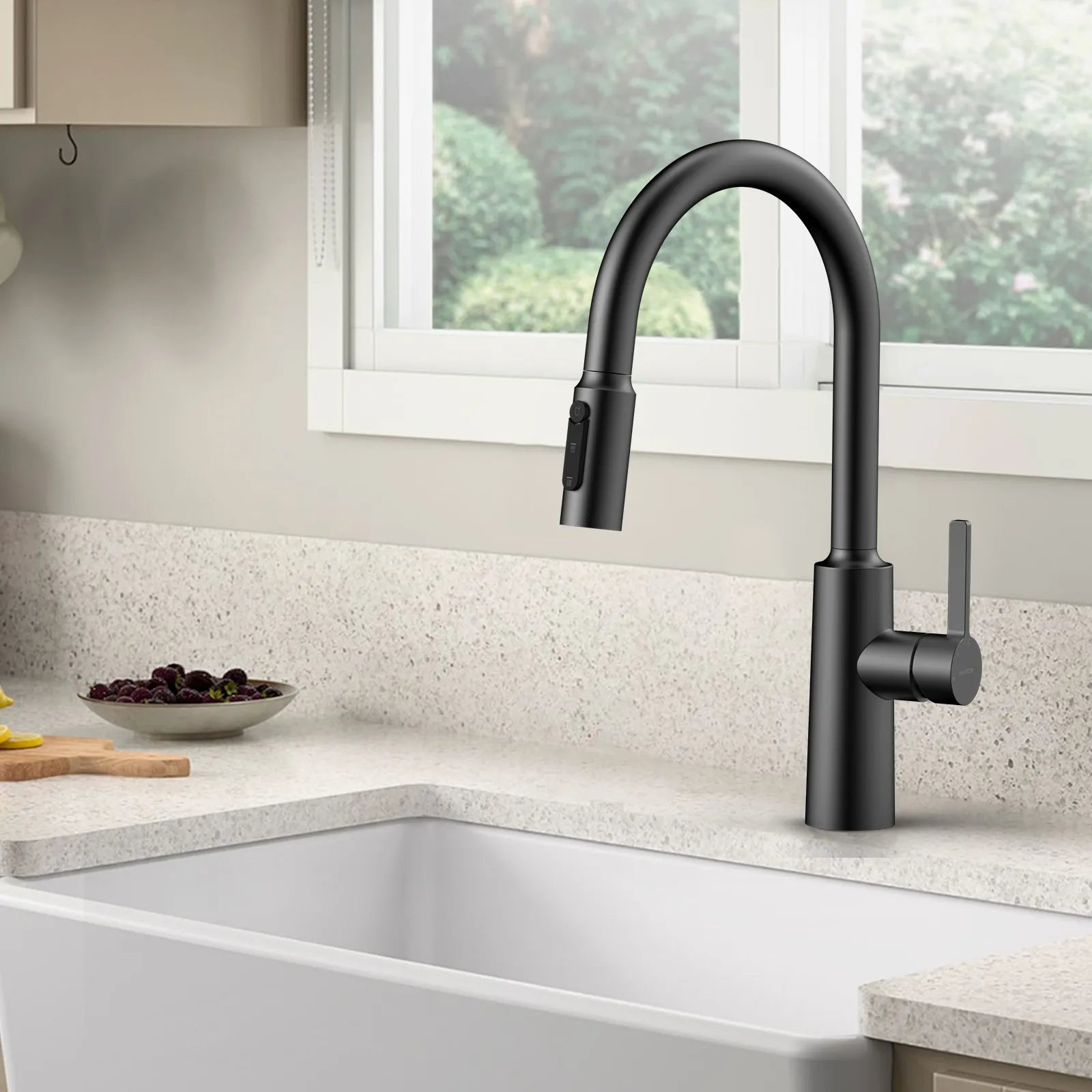 Solid Brass Pull-Down Kitchen Faucet – 4-Function Spray Head – KFB1510