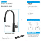 Solid Brass Pull-Down Kitchen Faucet – 4-Function Spray Head – KFB1510