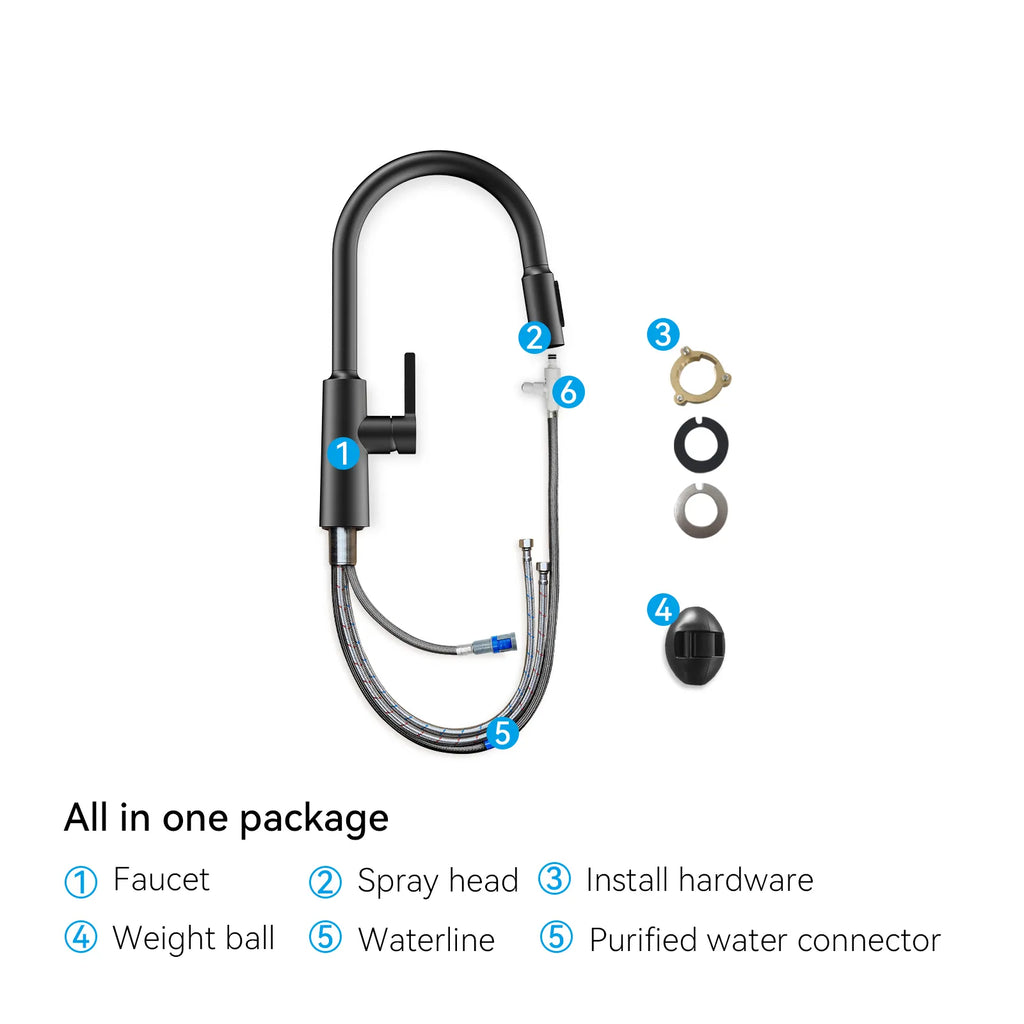 Solid Brass Pull-Down Kitchen Faucet – 4-Function Spray Head – KFB1510