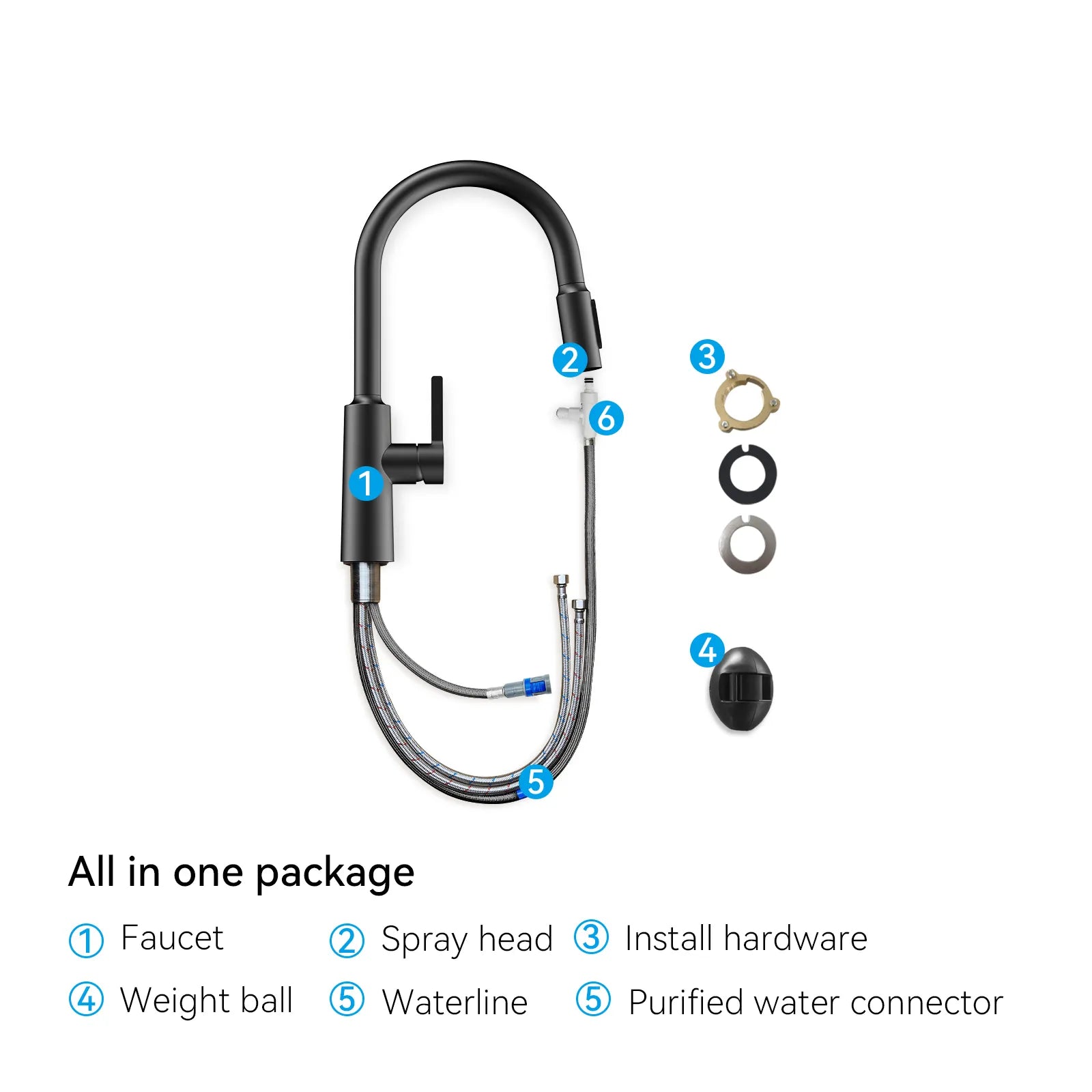 Solid Brass Pull-Down Kitchen Faucet – 4-Function Spray Head – KFB1510