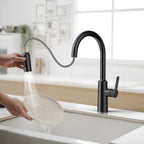 Solid Brass Pull-Down Kitchen Faucet – 4-Function Spray Head – KFB1510
