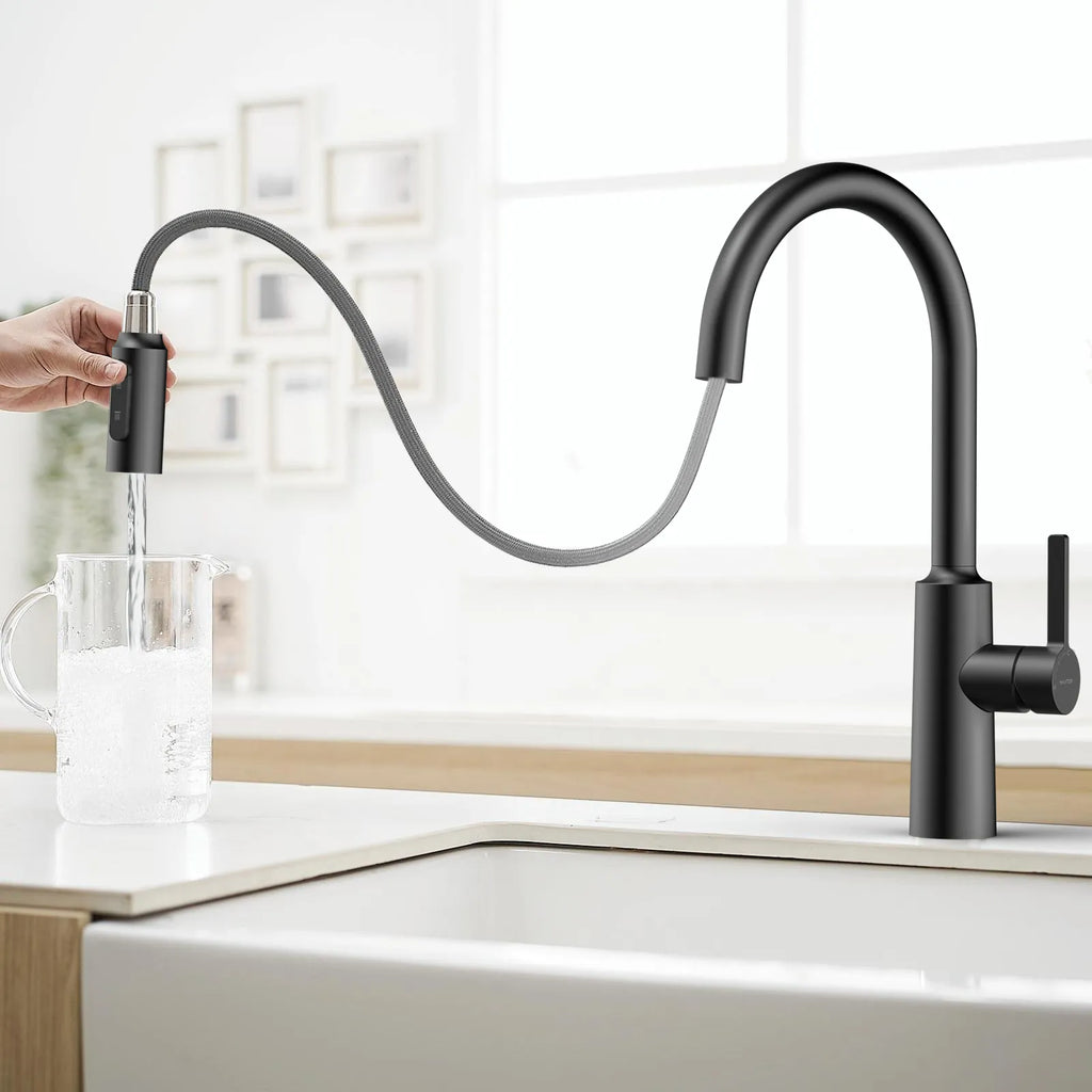 Solid Brass Pull-Down Kitchen Faucet – 4-Function Spray Head – KFB1510
