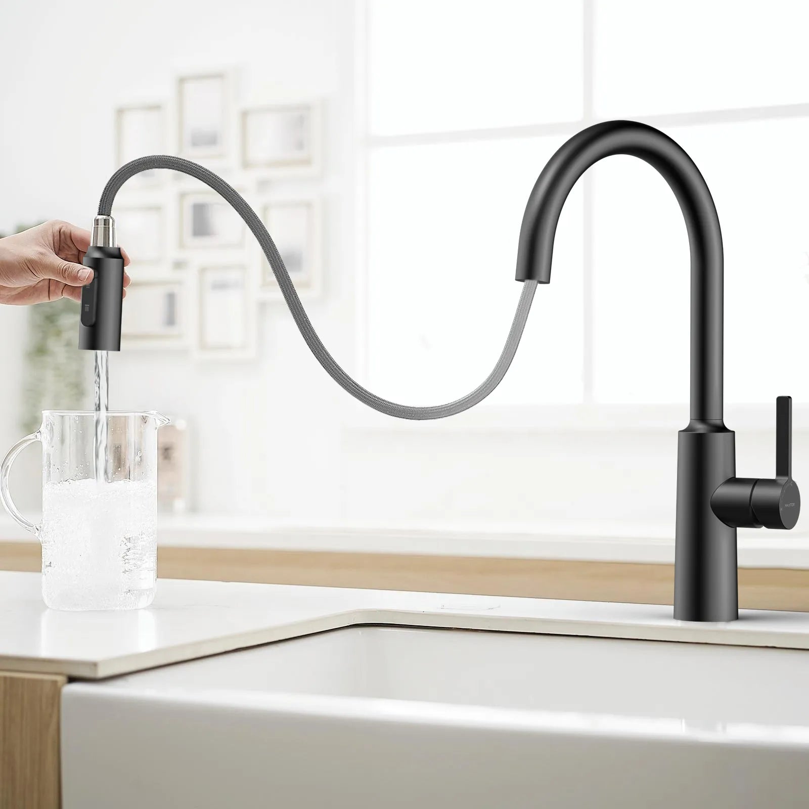 Solid Brass Pull-Down Kitchen Faucet – 4-Function Spray Head – KFB1510
