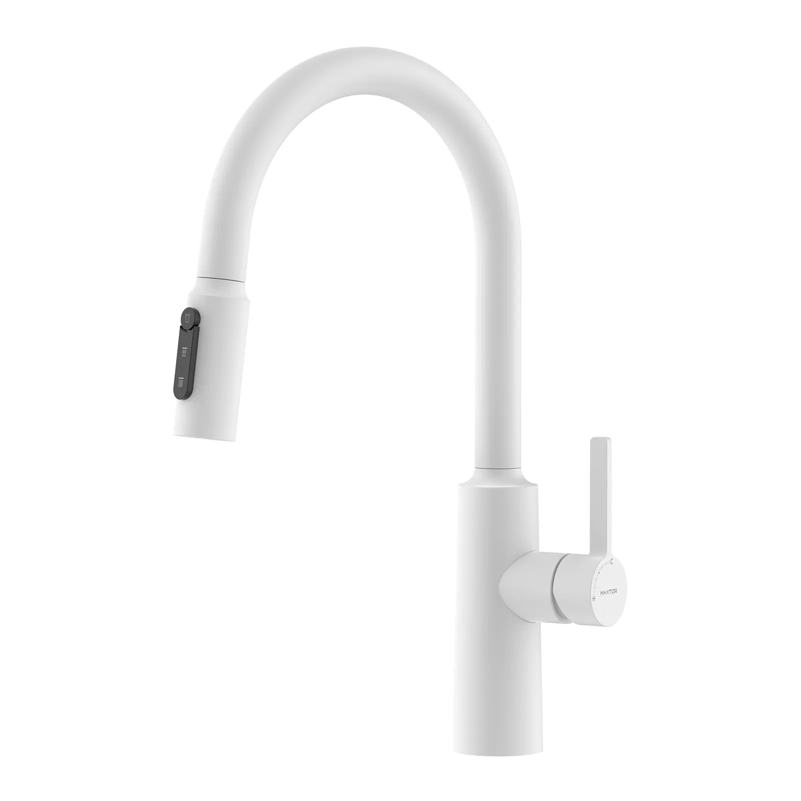 Solid Brass Pull-Down Kitchen Faucet – 4-Function Spray Head – KFB1510 Matte White