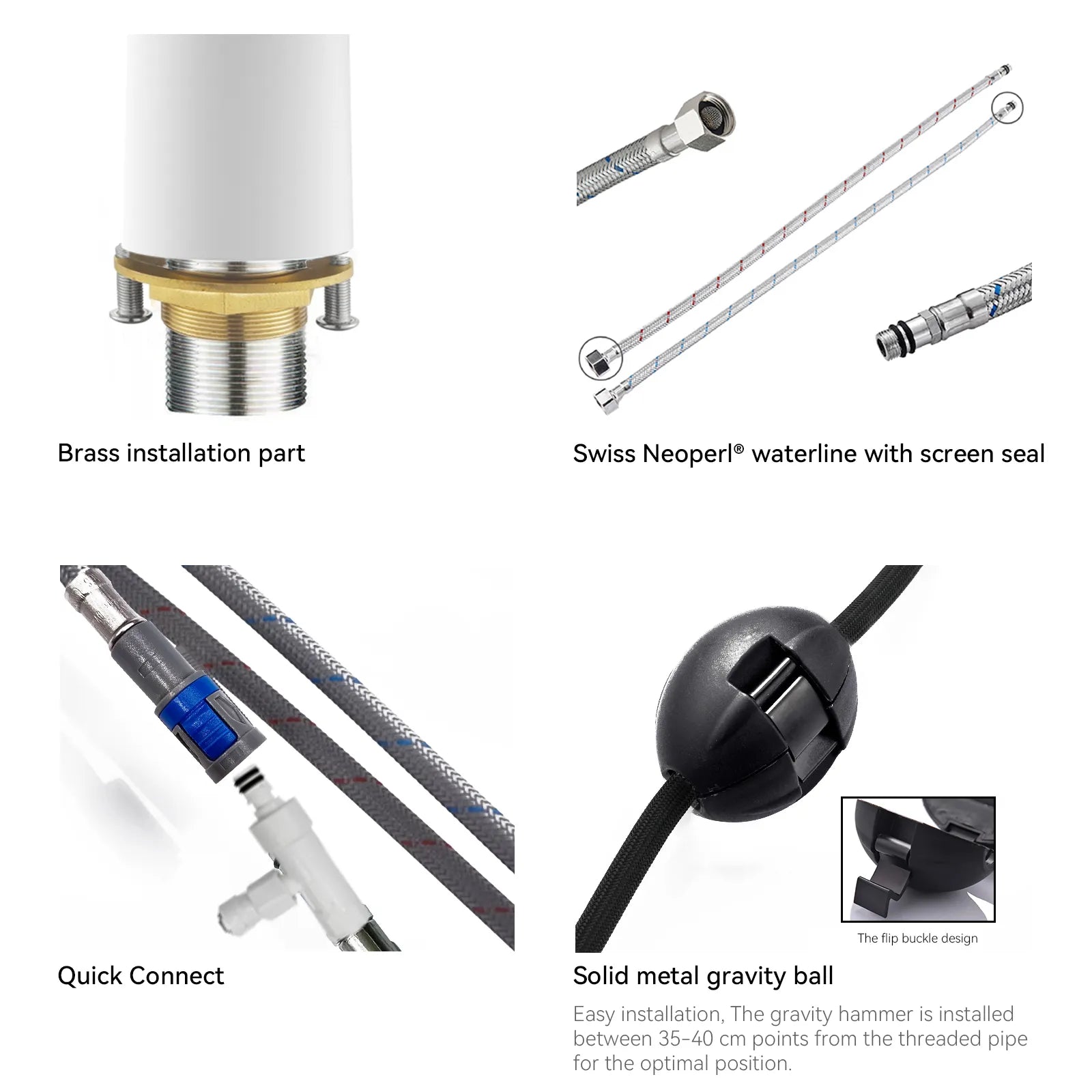 Solid Brass Pull-Down Kitchen Faucet – 4-Function Spray Head – KFB1510