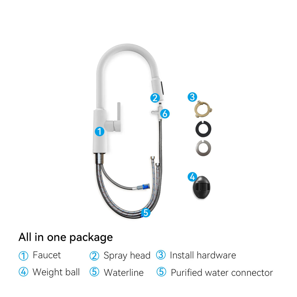 Solid Brass Pull-Down Kitchen Faucet – 4-Function Spray Head – KFB1510