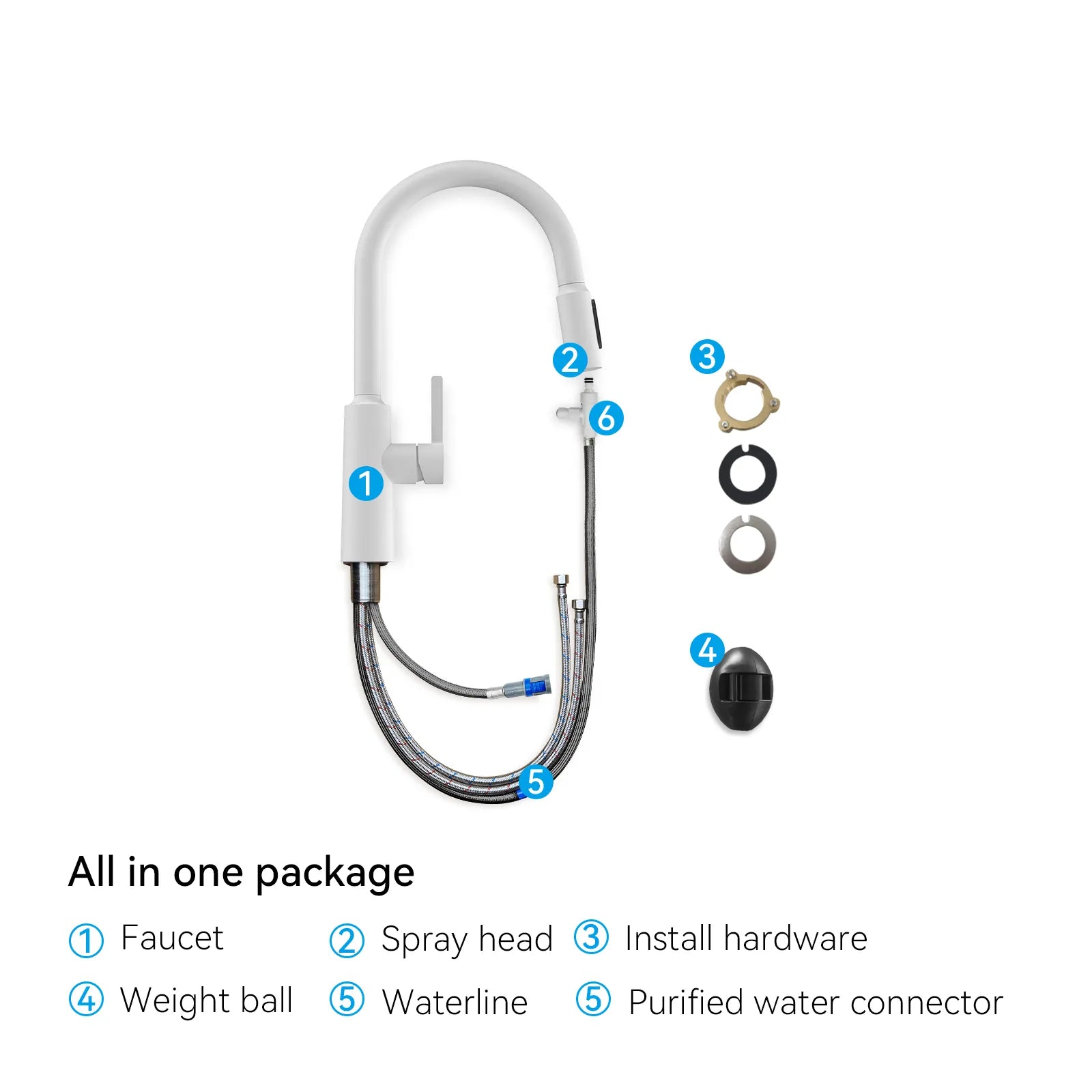 Solid Brass Pull-Down Kitchen Faucet – 4-Function Spray Head – KFB1510