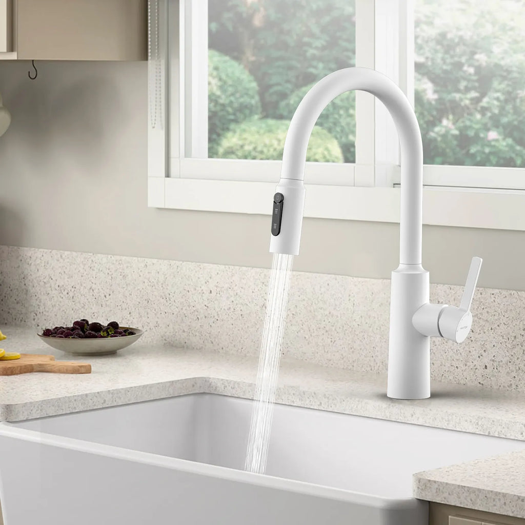 Solid Brass Pull-Down Kitchen Faucet – 4-Function Spray Head – KFB1510