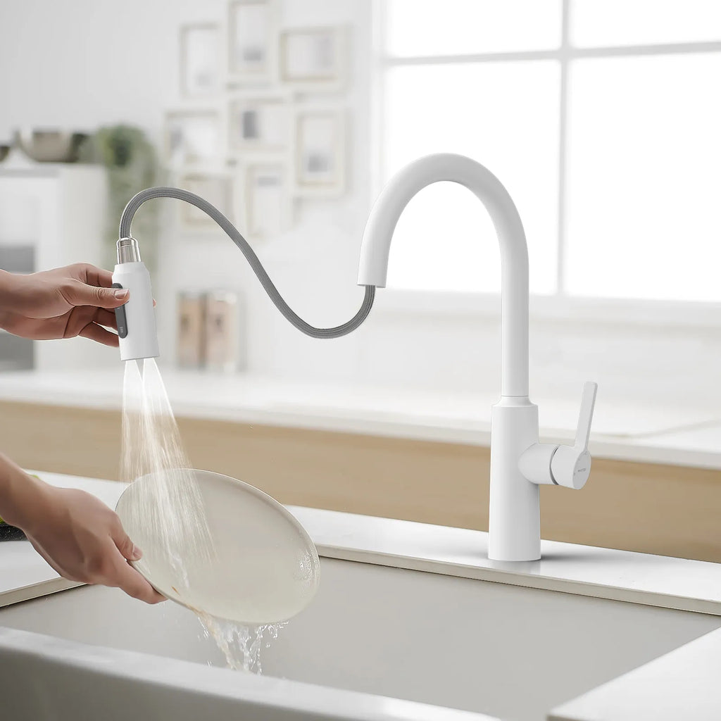 Solid Brass Pull-Down Kitchen Faucet – 4-Function Spray Head – KFB1510