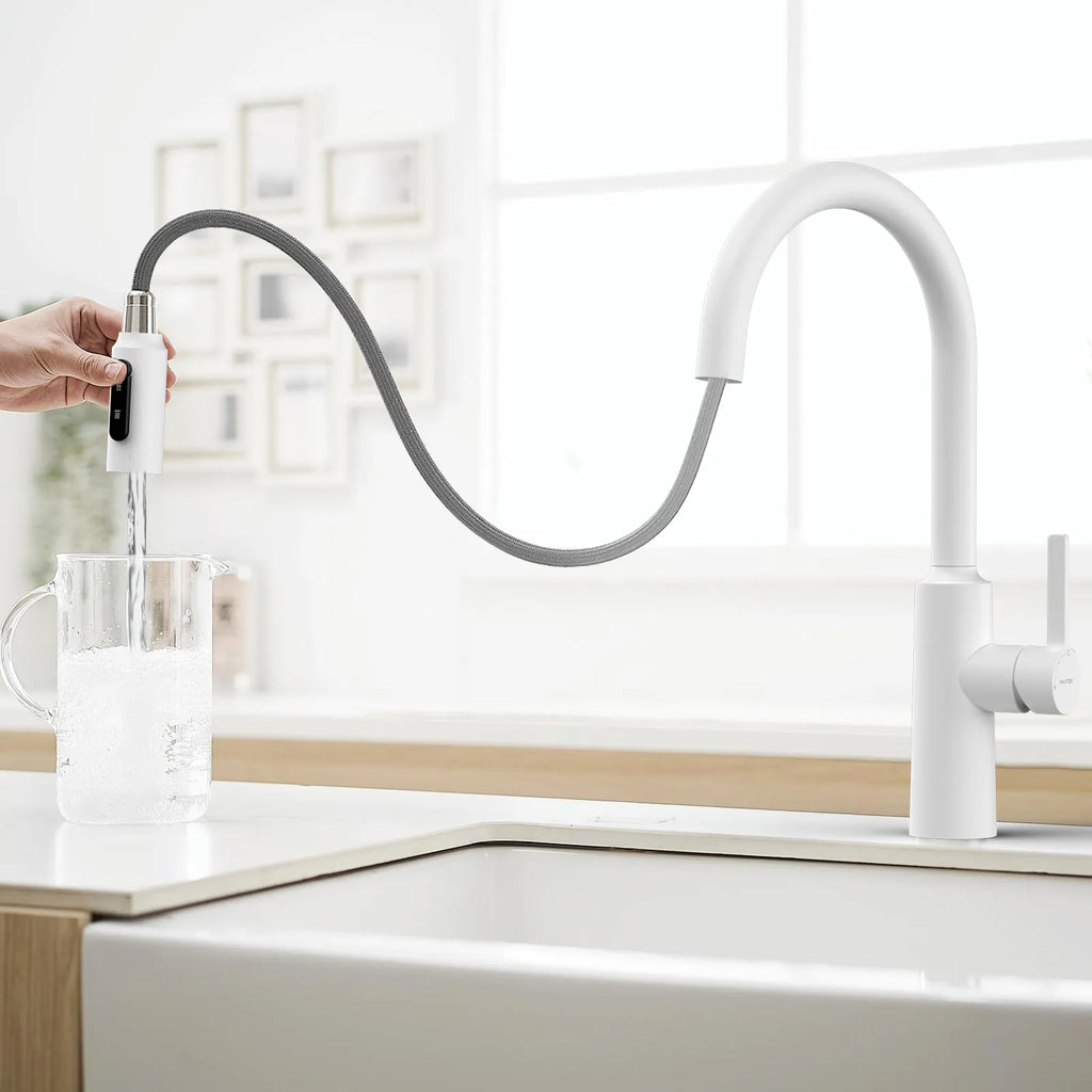 Solid Brass Pull-Down Kitchen Faucet – 4-Function Spray Head – KFB1510