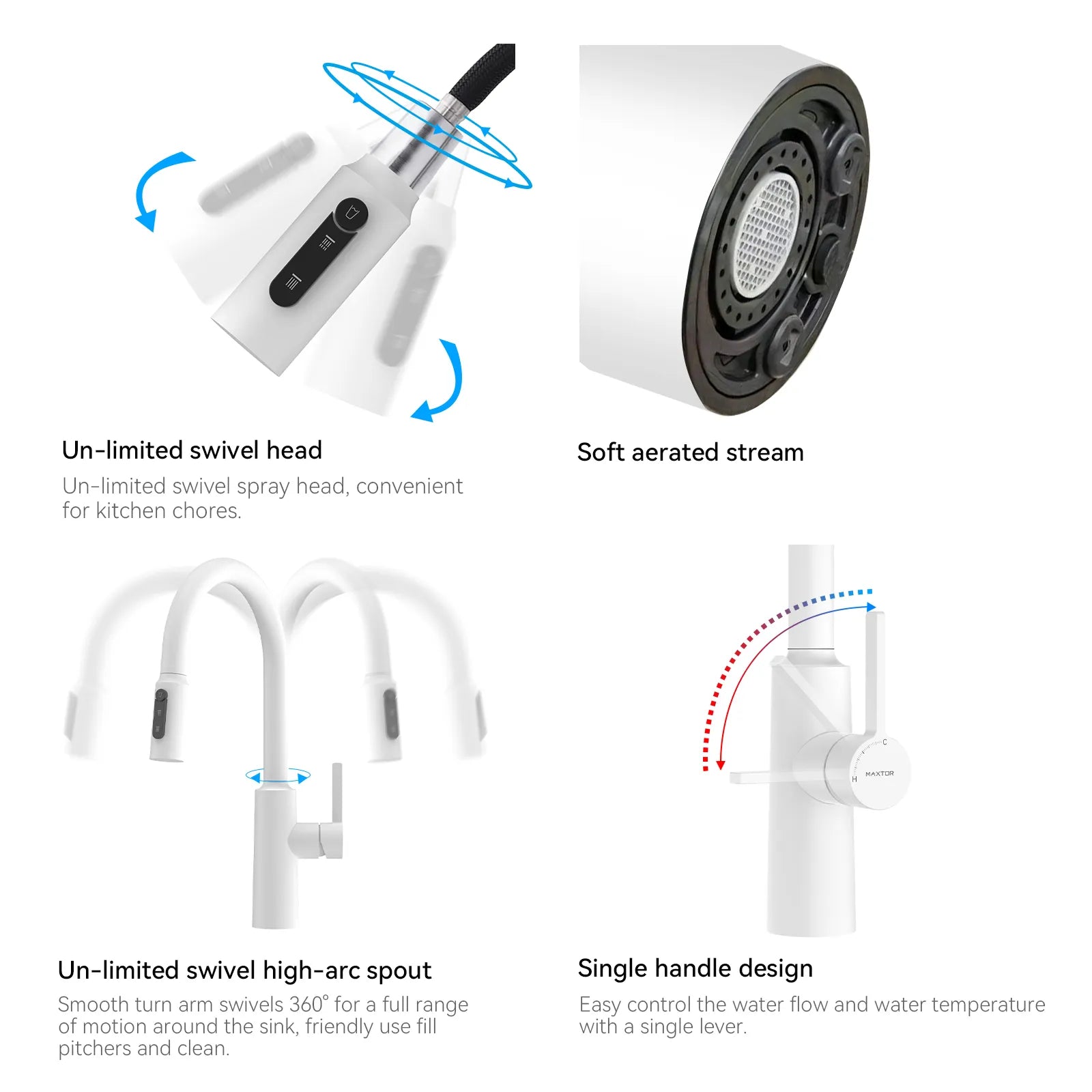 Solid Brass Pull-Down Kitchen Faucet – 4-Function Spray Head – KFB1510