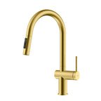 Solid Brass Pull-Down Kitchen Faucet – 3-Function Spray Head – KFB1511 Brushed Gold