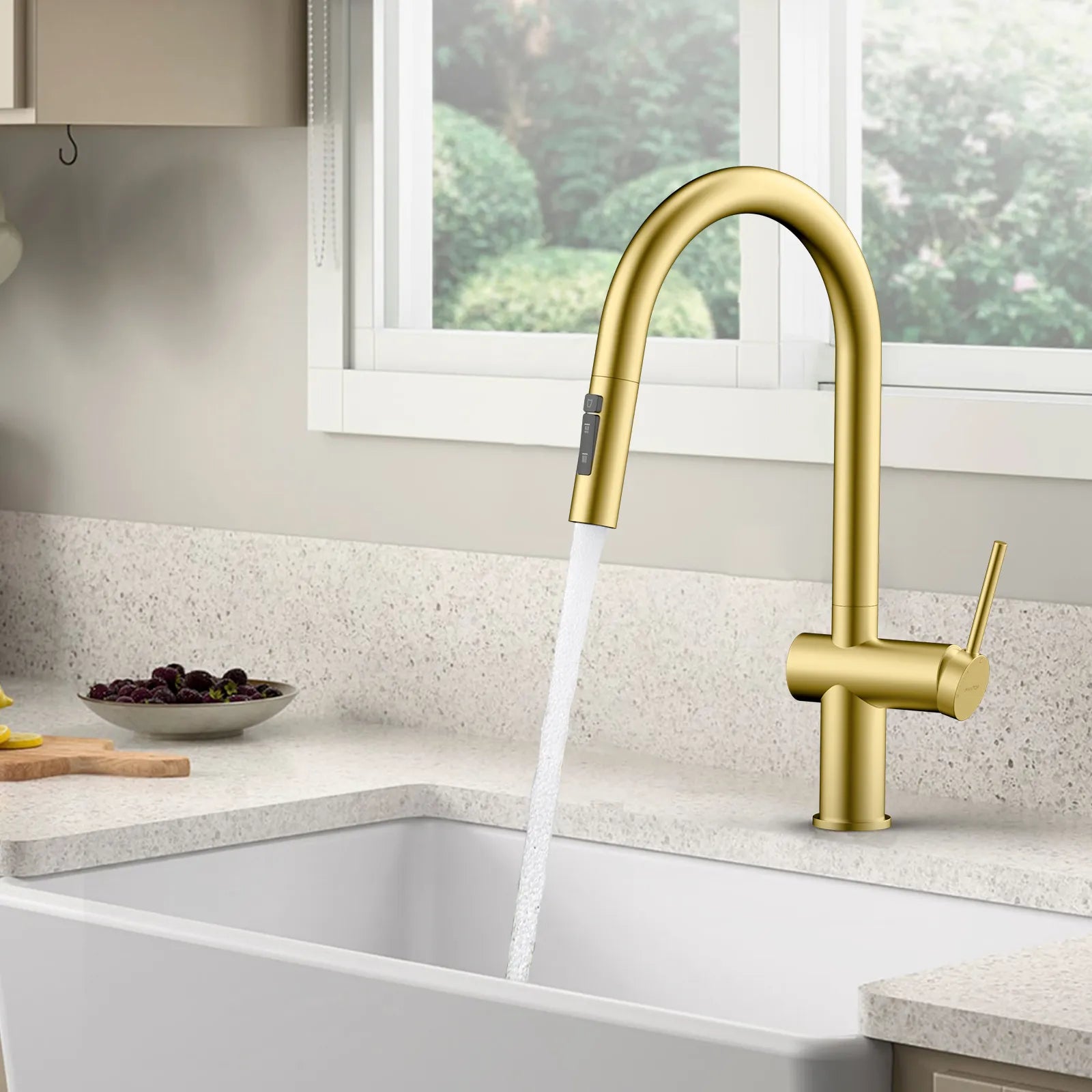 Solid Brass Pull-Down Kitchen Faucet – 3-Function Spray Head – KFB1511