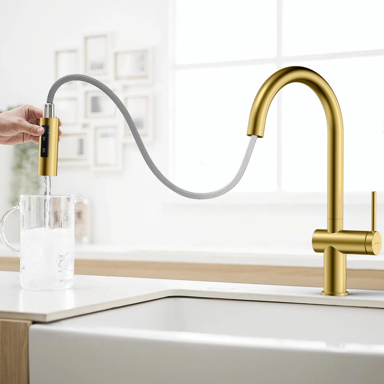 Solid Brass Pull-Down Kitchen Faucet – 3-Function Spray Head – KFB1511