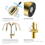 Solid Brass Pull-Down Kitchen Faucet – 3-Function Spray Head – KFB1511
