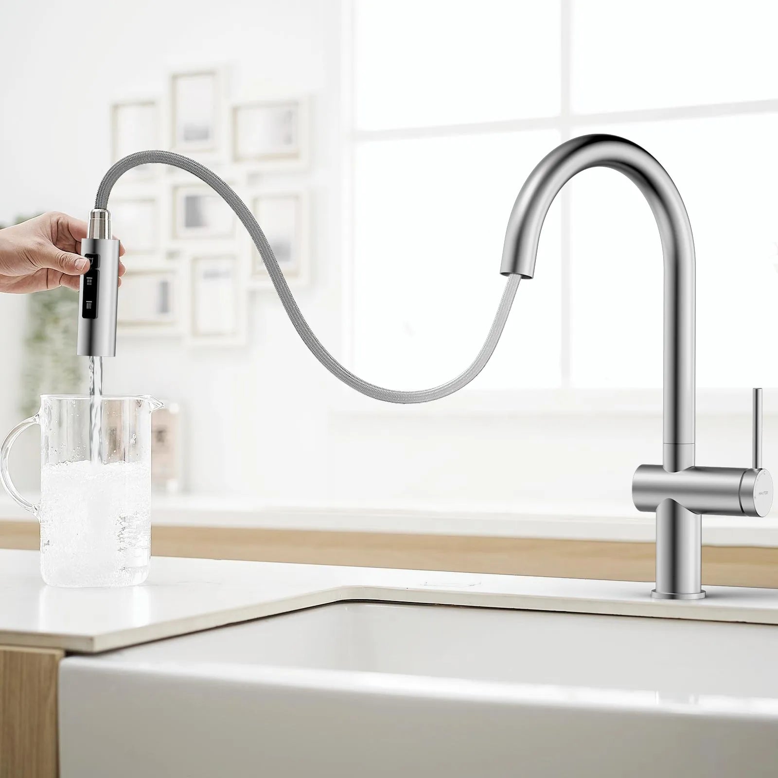 Solid Brass Pull-Down Kitchen Faucet – 3-Function Spray Head – KFB1511