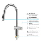 Solid Brass Pull-Down Kitchen Faucet – 3-Function Spray Head – KFB1511
