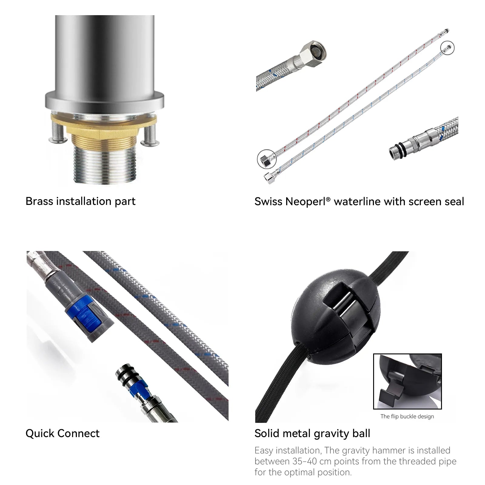 Solid Brass Pull-Down Kitchen Faucet – 3-Function Spray Head – KFB1511