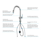 Solid Brass Pull-Down Kitchen Faucet – 3-Function Spray Head – KFB1511