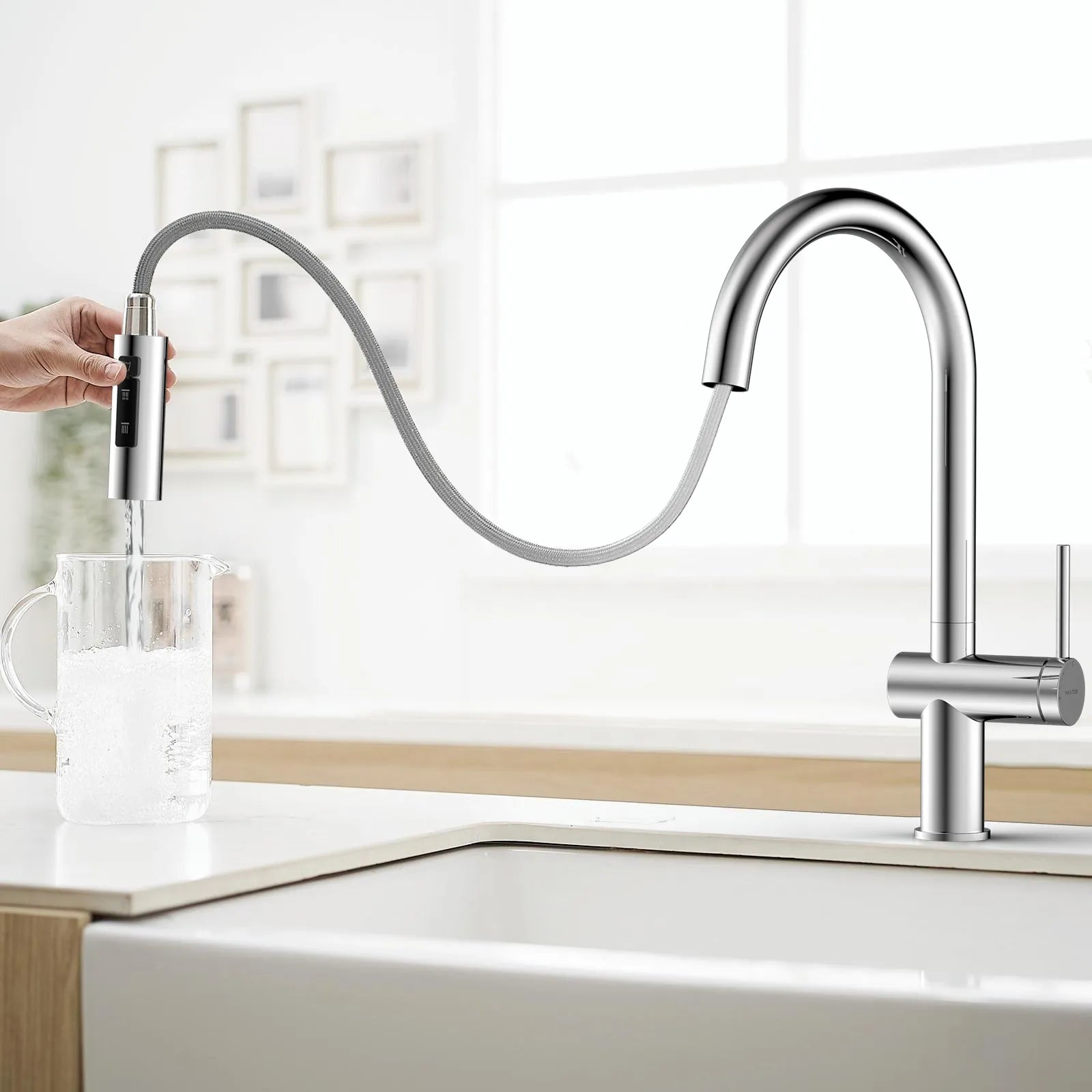 Solid Brass Pull-Down Kitchen Faucet – 3-Function Spray Head – KFB1511