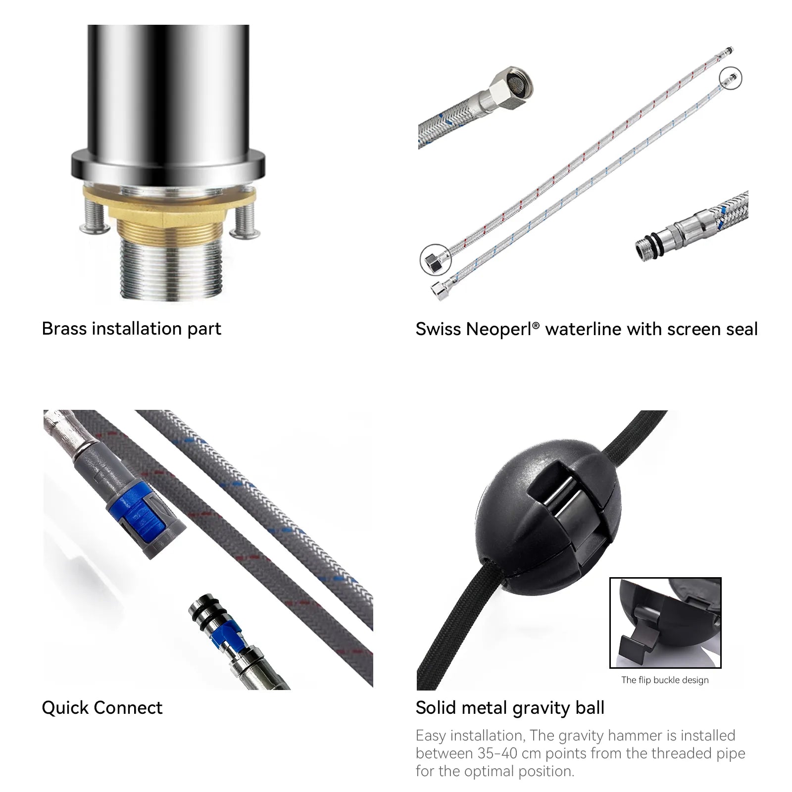 Solid Brass Pull-Down Kitchen Faucet – 3-Function Spray Head – KFB1511