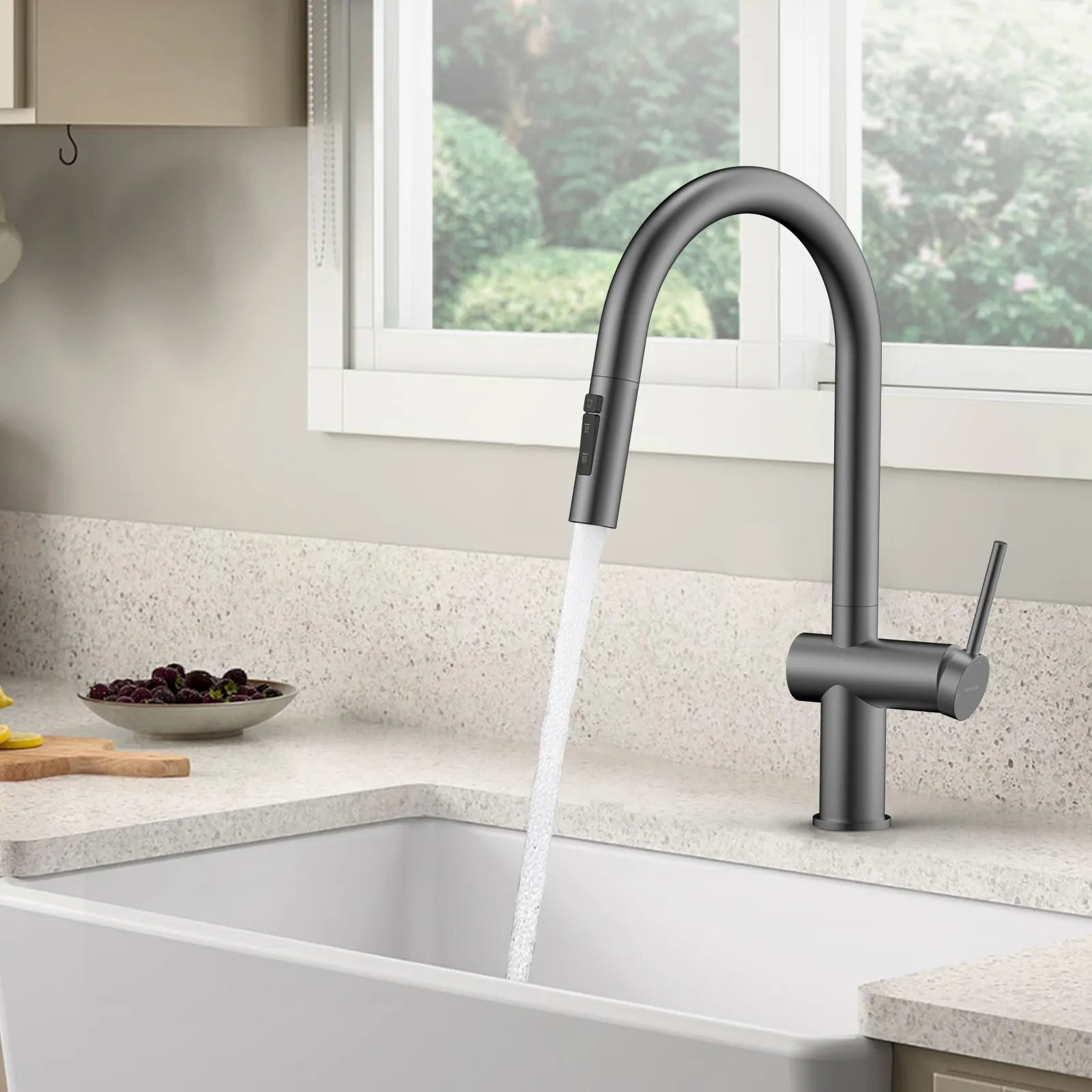 Solid Brass Pull-Down Kitchen Faucet – 3-Function Spray Head – KFB1511