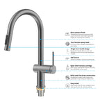 Solid Brass Pull-Down Kitchen Faucet – 3-Function Spray Head – KFB1511