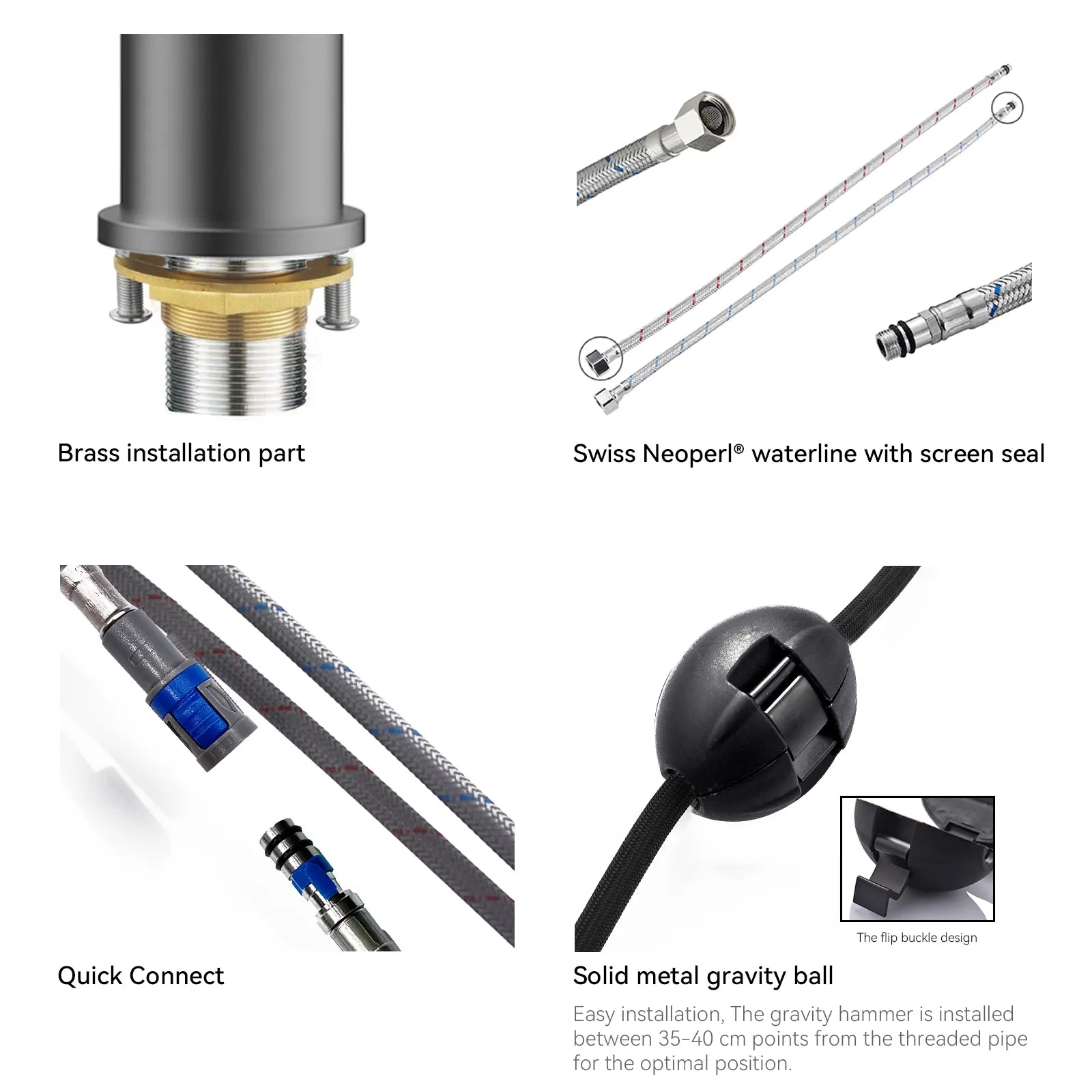 Solid Brass Pull-Down Kitchen Faucet – 3-Function Spray Head – KFB1511