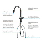 Solid Brass Pull-Down Kitchen Faucet – 3-Function Spray Head – KFB1511