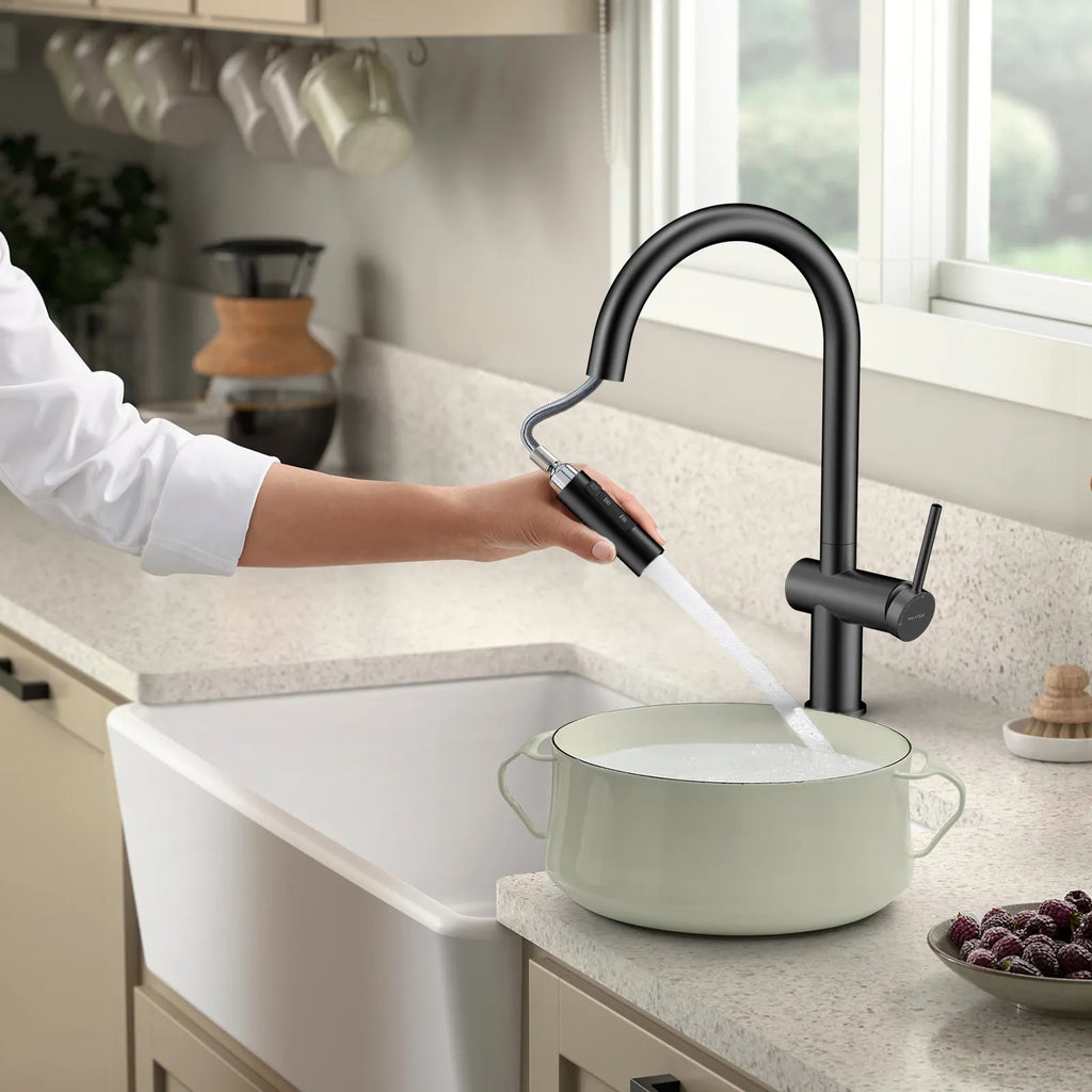 Solid Brass Pull-Down Kitchen Faucet – 3-Function Spray Head – KFB1511