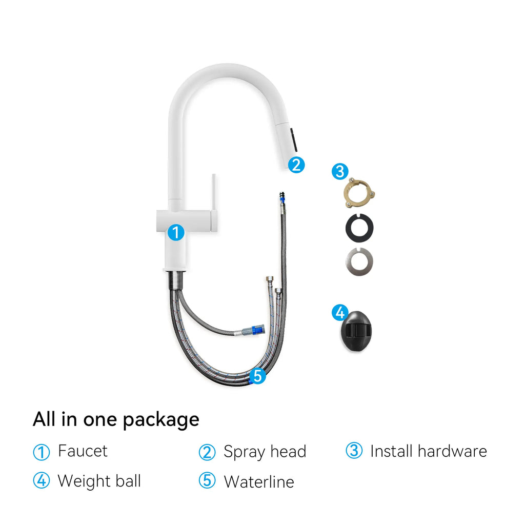 Solid Brass Pull-Down Kitchen Faucet – 3-Function Spray Head – KFB1511