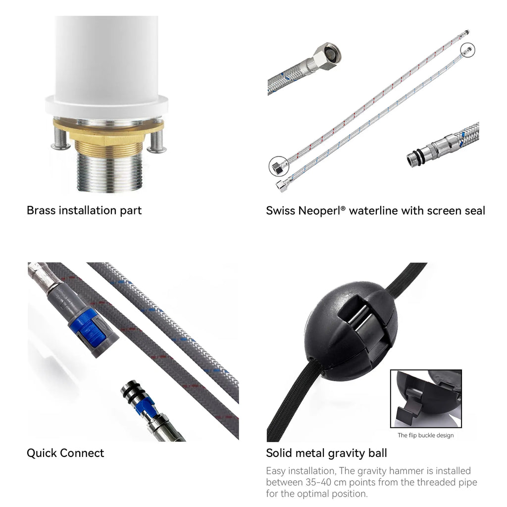 Solid Brass Pull-Down Kitchen Faucet – 3-Function Spray Head – KFB1511