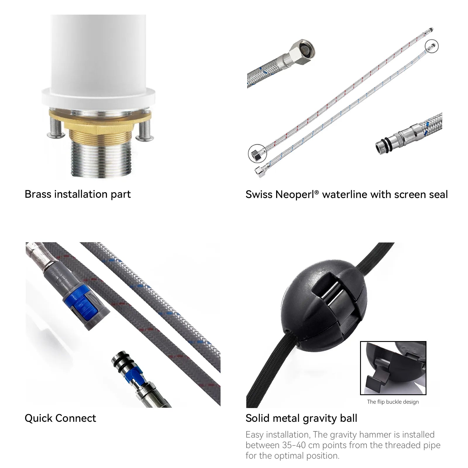 Solid Brass Pull-Down Kitchen Faucet – 3-Function Spray Head – KFB1511