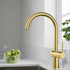 Solid Brass Kitchen Bar Faucet – High-Arc Single Handle Mixer – KFB1801