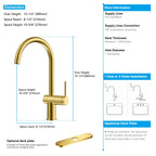 Solid Brass Kitchen Bar Faucet – High-Arc Single Handle Mixer – KFB1801