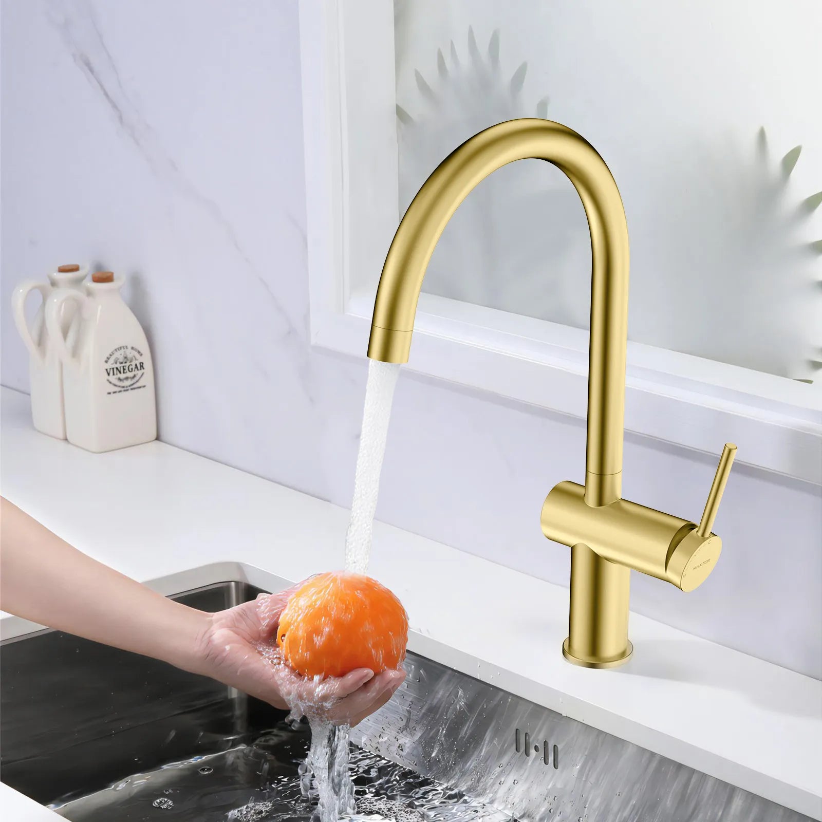 Solid Brass Kitchen Bar Faucet – High-Arc Single Handle Mixer – KFB1801