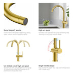 Solid Brass Kitchen Bar Faucet – High-Arc Single Handle Mixer – KFB1801