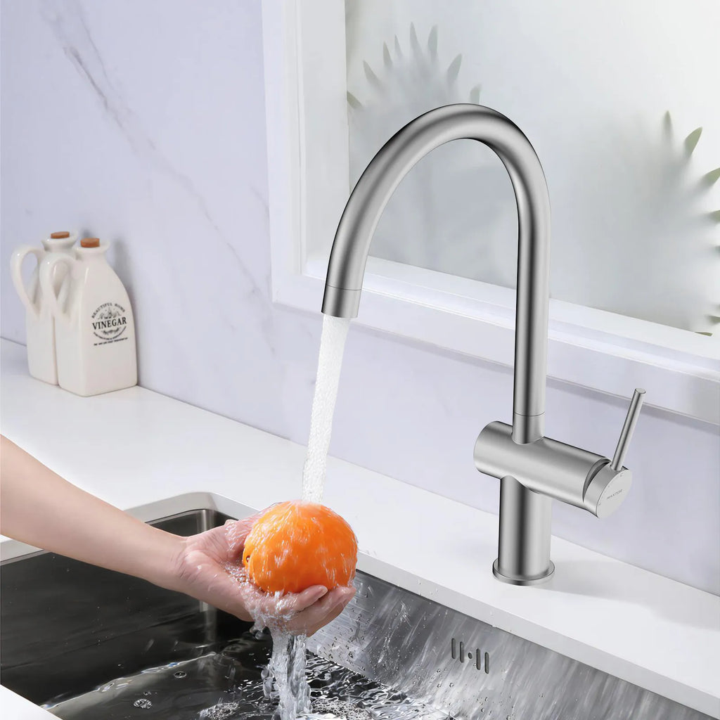 Solid Brass Kitchen Bar Faucet – High-Arc Single Handle Mixer – KFB1801