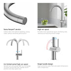 Solid Brass Kitchen Bar Faucet – High-Arc Single Handle Mixer – KFB1801