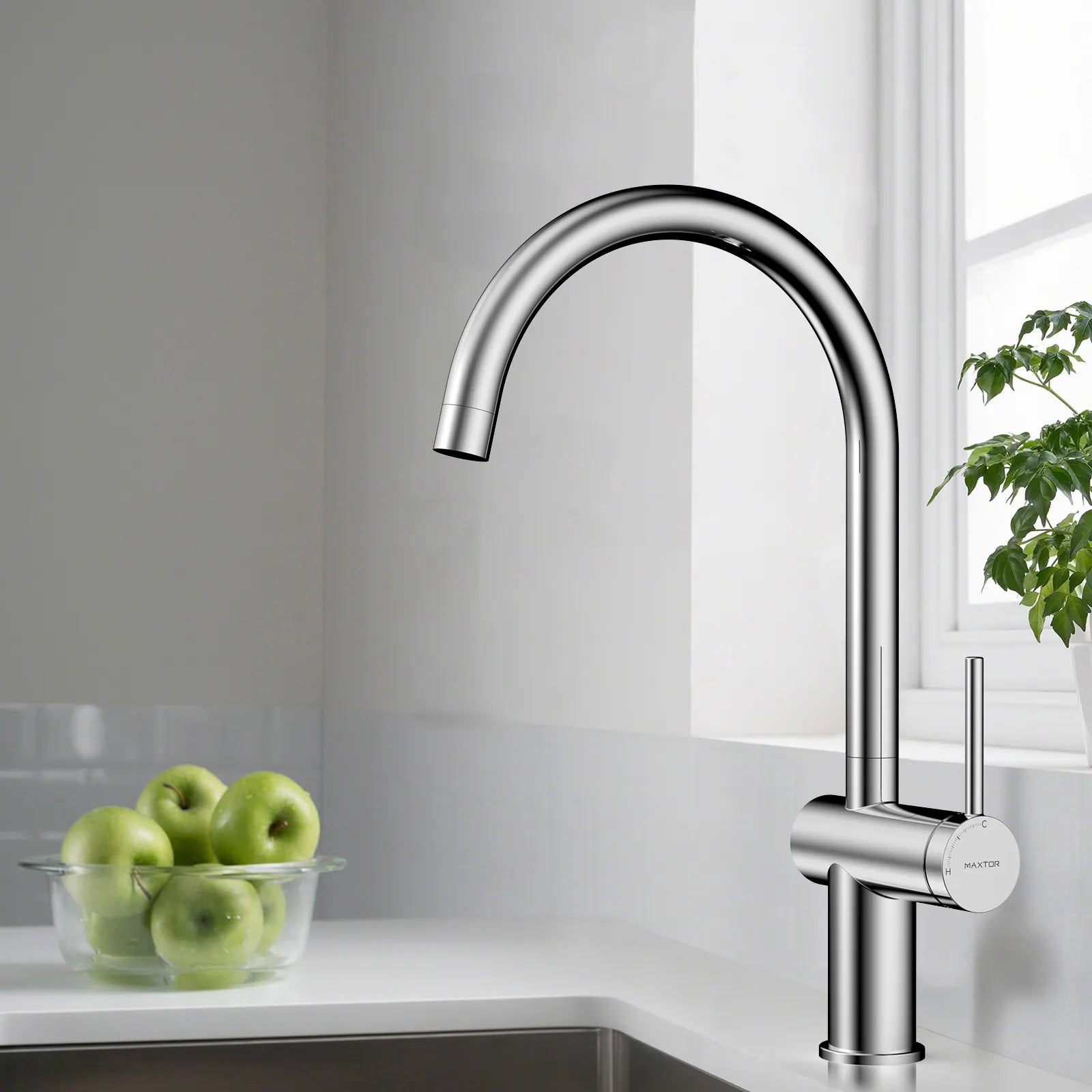 Solid Brass Kitchen Bar Faucet – High-Arc Single Handle Mixer – KFB1801