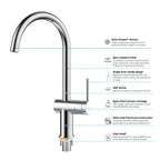 Solid Brass Kitchen Bar Faucet – High-Arc Single Handle Mixer – KFB1801