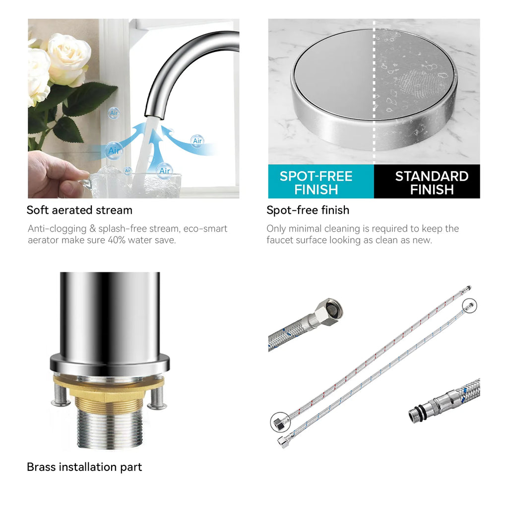 Solid Brass Kitchen Bar Faucet – High-Arc Single Handle Mixer – KFB1801