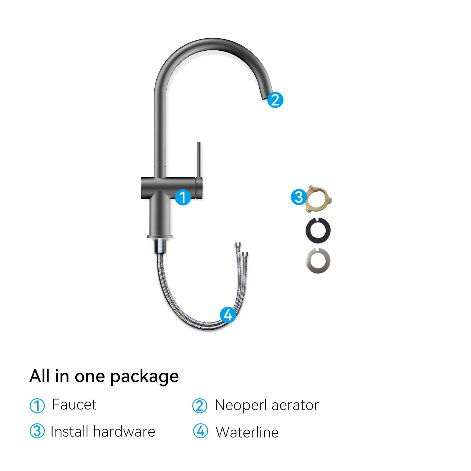 Solid Brass Kitchen Bar Faucet – High-Arc Single Handle Mixer – KFB1801